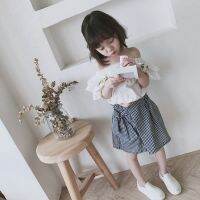 [COD] Maidou story childrens a generation of girls suit embroidery one-shoulder top and 21 summer new