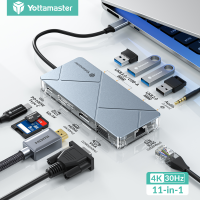 Yottamaster 11 In 1โปร่งใสชนิด C แท่นวางมือถือ USB ฮับ3.0 4K 30Hz HDMI-เข้ากันได้กับ RJ45 PD อะแดปเตอร์สำหรับ Macbook iPad M1อากาศแยกอุปกรณ์เสริมสำหรับ PC