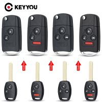 [Car Parts]KEYYOU 2/3/4ปุ่มดัดแปลง Remote Key Shell Fob สำหรับ Honda Fit CRV Civic 2009 Insight Ridgeline HRV Jazz ACCORD Jazz 2008