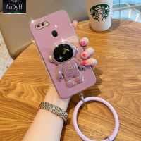 AnDyH ออกแบบใหม่สำหรับ OPPO A5S A7 A12 A11K A7X F9 Pro Case,น่ารักสร้างสรรค์นักบินอวกาศพับ + นาฬิกาข้อมือแหวนกันกระแทกปลอกปกหลังป้องกัน