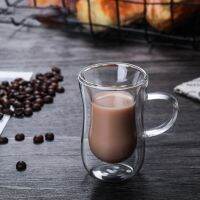 (Allen Cook)80มิลลิลิตรผนังสองถ้วยกาแฟแก้ว Borosilicate สูงใสทนความร้อนสำหรับนมน้ำมะนาวของขวัญ