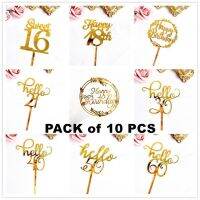 ❁♦◎ PACK of 10 PCS Acrylic Happy Birthday Cake Topper Cake Decoration 16 18 20 30 40 50 60