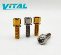 1 PC Vitaltitanium ไทเทเนียมเกรด 5 Bolt กับเครื่องซักผ้าจับ M6 x 20 มม.TITANIUM Stem Bolt TITANIUM สกรูหกเหลี่ยมซ็อกเก็ตสกรู Seat CLAMP Bolt 1 ชิ้นราคาคุณภาพสูง TITANIUM Bolts ส่งออกไป US และ EU ประเทศ