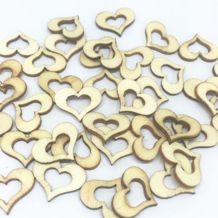 1000pcs 15x12mm Natural Wooden Wedding Hollow Heart Confetti Crafts ChipsTable Decorations Cardmaking