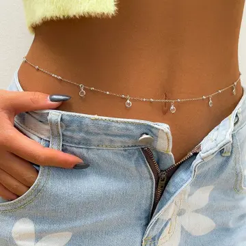 New Double Layer Rhinestone Zircon Colorful Diamond Body Jewelry Beach  Bikini Accessories Waist Chain Women's Belly Chains
