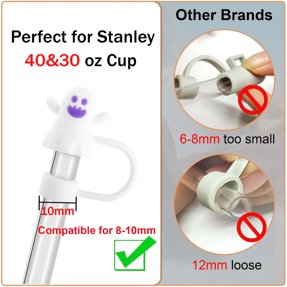 4pcs Straw Cover Tip Cap for Stanley Cups Silicone Reusable 10-12mm Straw  Topper