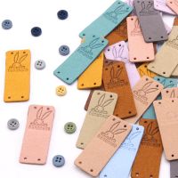 20Pcs Handmade Label Cartoon Cute Rabbit Labels For Clothes Hand Made Tags For Hats Knitted  Sew Leather Tag Garment Accessories Stickers Labels