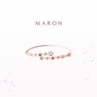 MARON✨กำไลพลอยดาวนพเก้า เสริมดวง I Nine Lucky Stars Cross Bangle เงินแท้ พลอยแท้ ชุบทองชมพู Rose Gold [พร้อมส่ง]