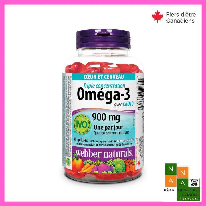 Hộp dầu cá Omega 3 coq10 900mg ber Naturals, hsd tháng 4/2025 [Nội