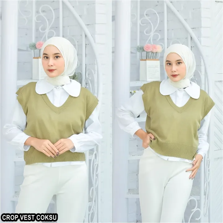 Ootd vest rajut hijab