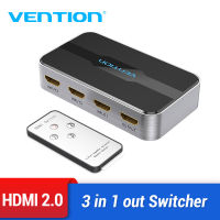 【COD】Vention HDMI Switcher 3 in 1 ออก HDMI Switch 4K 3D 2.0 HDMI Splitter HDMI Port Hub HDMI Splitter สำหรับ PS4 ทีวี Xbox 3 in 1 Out ด้วยรีโมทสวิทช์ HDMI 2.0 อะแดปเตอร์