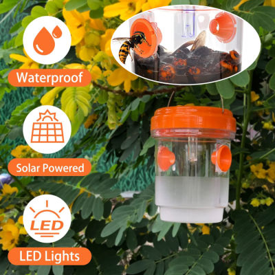 กลางแจ้งพลังงานแสงอาทิตย์จับ,กันน้ำปลอดสารพิษนำมาใช้ใหม่,แบบพกพาผึ้งดัก,ดึงดูดไฟ LED จับสำหรับดักตัวต่อ,แมลง,แตน,ผึ้ง
