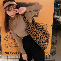 910251 Ins Autumn And Winter Leopard Chic Korean Corduroy One-Shoulder Canvas Bag Shopping Bag Womens Bag Factory Wholesale