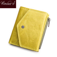Contacts Fashion Mini Wallet Genuine Leather Wallet Women Zipper Coin Purse Quality Card Holder Small Money Bag Female Wallets