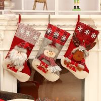 Christmas Stockings Socks Snowman Deer Hanging Xmas Tree Ornaments Christmas Decorations For Home New Year 2023 Xmas Gift Bags