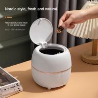 Mini Waste Bin Trash Can Desktop Garbage Basket Table Roll Swing Lid Small s Pencil Household Office Storage Accessories