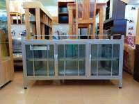 ตู้กับข้าววางเตาหน้ากระเบื้อง KITCHEN 150 Cm/ MODEL : G-1585 ดีไซน์สวย สไตล์เกาหลี3บานเปิด หน้ากระเบื้อง สินค้าขายดี แข็งแรงทนทาน ขนาด 150x85x46 Cm