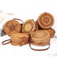 20x8cm Circle Handwoven Women Messenger Bags Round Retro Rattan Straw Beach Crossbody Bag good quality Bolsa Masculina