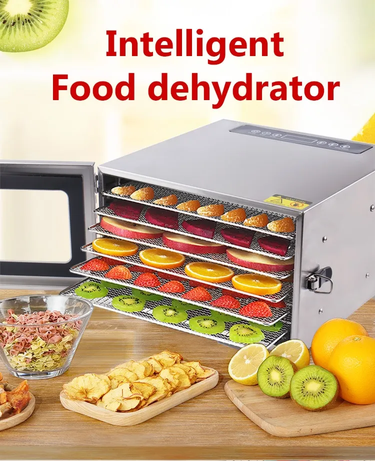 6 Trays Food Dehydrator Stainless Steel Snacks Dehydration Dryer Drying  Machine