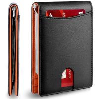 Minimalist Slim Wallet for Men with Money Clip RFID Blocking Front Pocket Leather