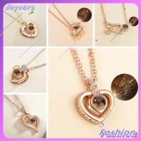 DOYOURS Bijoux ถ่านหิน ของขวัญวันวาเลนไทน์ คริสตัล จี้ โบโฮ สร้อยคอฉายภาพ โบฮีเมีย ฉันรักคุณ 100ภาษา