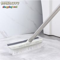 ✁ஐ✴ Bristles Floor Scrub Brush Adjustable Rubber Scraper Stainless Metal Handle Scrubber with Stiff Carpet Brush Cleaning Tools