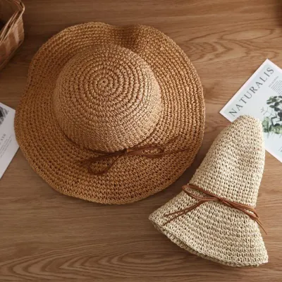 【CC】Simple Wide Brim Travel Supply Female Chapeau For Lady Sun Hat Summer Hat Beach Hat Raffia Straw Hat