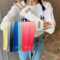 [COD] Hyuna letter gradient ice sleeve men and women ins arm guard half finger silk street light breathable