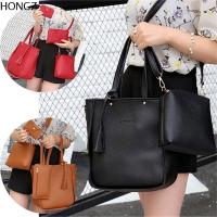 HONGZ 4Pcs/set ความจุสูงมาก กระเป๋า Crossbody ลำลองแบบสบายๆ แบบพกพาได้ กระเป๋าแบบสะพายไหล่ แฟชั่นสำหรับผู้หญิง หนังพียู ชุดกระเป๋าผู้หญิง ผู้หญิงผู้หญิงผู้หญิง