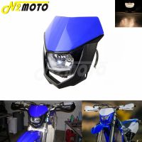 ✴❂ Motorcycles Dirt Bike Dual Sport Enduro Motocross Headlight Fairing for Yamaha YZ XT WR TTR TT Blue Headlamp 12V 35W