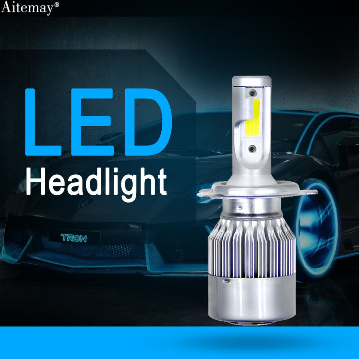 Aitemay 2pcs C6 LED Car Headlight H7 H4 COB Chip Bulb H1 H3 H11 9003 9006  110W 6000K Headlamp Auto Lamps Fog Lights 12V 24V