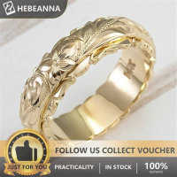 Hebeanna ใหม่แหวนกุหลาบแกะสลักดอกไม้ประดับชุบทอง14K ดอกไม้ผู้หญิงแหวนแฟชั่นสุภาพสตรีแหวนแต่งงานเสน่ห์เครื่องประดับโกธิคของขวัญสำหรับเด็กผู้หญิง