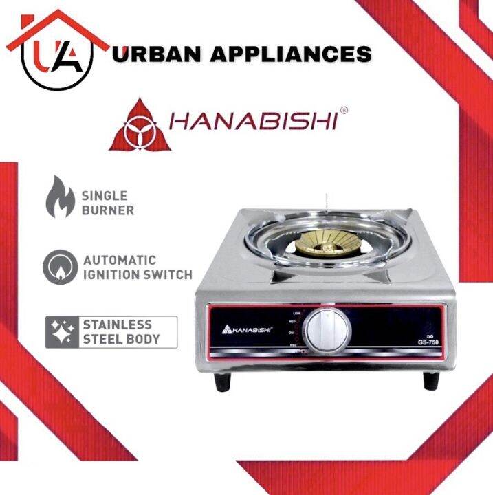 Hanabishi Single Burner Gas Stove GS750 stainless Steel Body Lazada PH