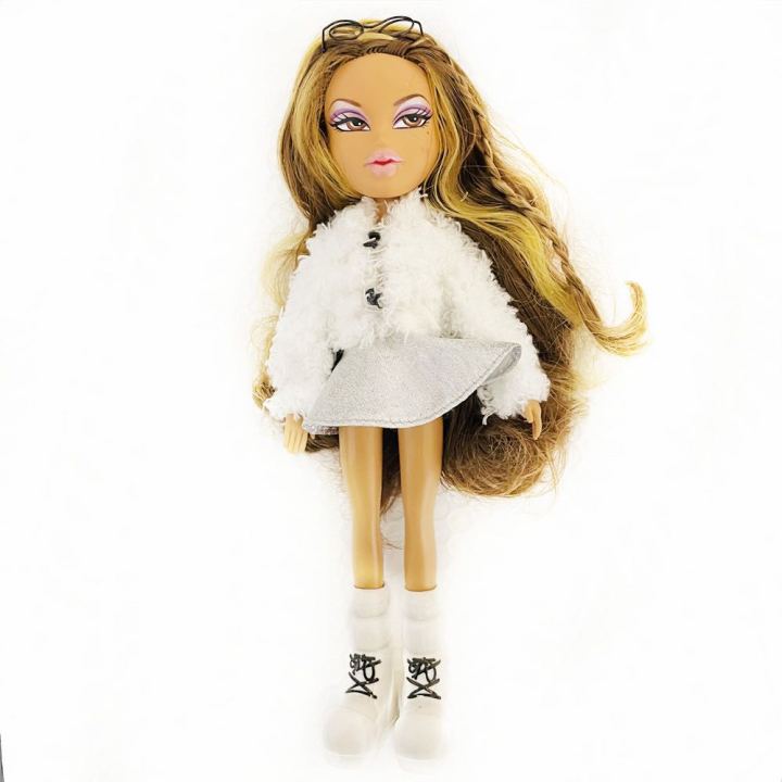 new 25cm Original Fashion BratzDoll brow hair White suit girl glasses Big mouth Big eyes Beautiful doll Best Gift
