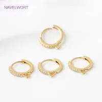 【YF】◘  14K Gold Plated Inlaid Round Hoop Earrings Hooks Clasps Fitting Metal Earring Supplies Jewelry  Making