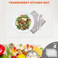 Transparent Kitchen Mat,Coffee Table Mat,Table Protector,Waterproof Placemats,Worktop Saver,Placemat Set 4 Pieces