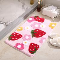 【DT】hot！ Strawberry Tufted Pink Soft Bedroom Rug Non-slip Hallway Entrance Doormat