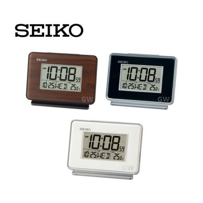 Seiko นาฬิกาปลุกดิจิทัล LCD สีน้ําตาล สีดํา สีขาว QHL068 (QHL068B, QHL068K, QHL068W) [Jam Loceng] pdo