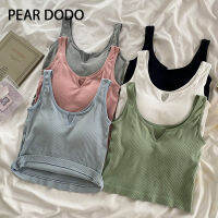 PEAR DODO เสื้อเกาะอกสายรัดสีทึบเกาหลีสำหรับผู้หญิง