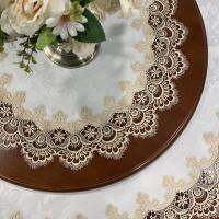 [COD] Round tablecloth European-style lace light luxury restaurant home round mat retro turntable white