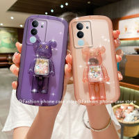 Phone Case เคส VIVO V29 5G ใสลูกอมทรายดูดที่ตั้งรูปหมีซิลิโคนปลอกอ่อน VIVOV29ปกป้องเลนส์ฝาหลัง2023