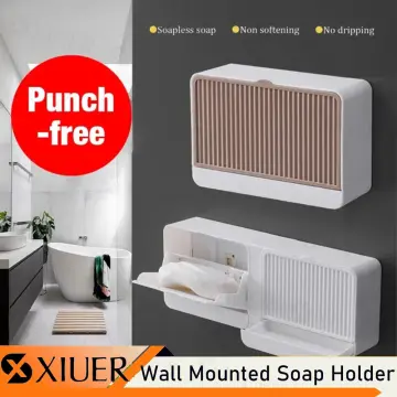 Soap Box Holder Bar Self Draining Bathroom Shower Wall-mounted