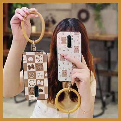 cartoon heat dissipation Phone Case For OPPO Reno ACE/Realme X2 pro Cartoon dust-proof hang wrist youth liquid silicone