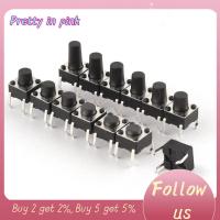 PRETTY IN PINK 1 20PCS 6x6mm สัมผัสเบาๆ4Pin 10ค่า สีดำสีดำ สวิตช์ปุ่มชั้นเชิงชั่วขณะขนาดเล็ก ชุดจัดประเภท สวิทช์ปุ่มกด สวิทซ์