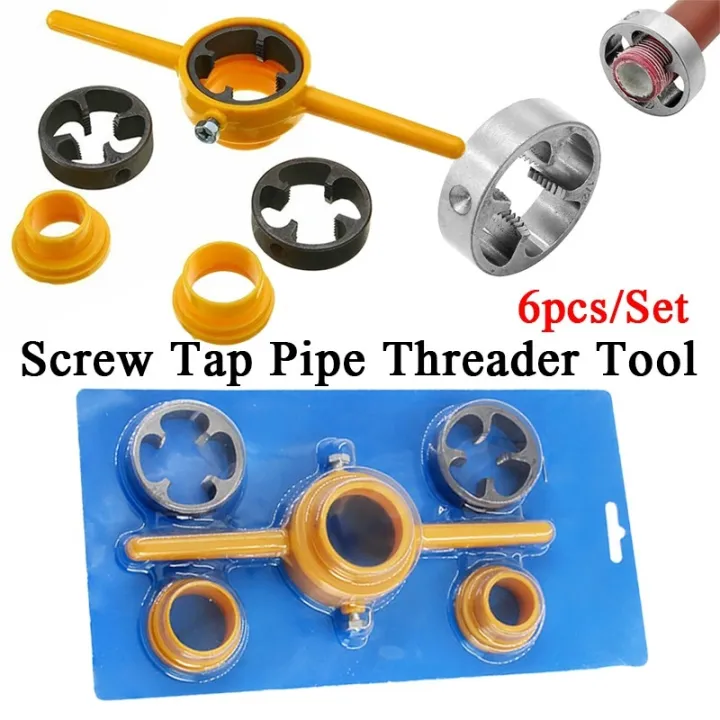 6pcs/Set Screw Tap Pipe Threader Tool Maker Pipe NPT Round Die Set Pipe