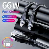 HA51 6A 66W 2 in 1 Type C Cable Wire For Xiaomi 11 Samsung Realme Poco Mobile Phones Fast Charging USB C Micro Charger Data Cord Wall Chargers