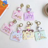 SOTOP บัตรเครดิต สำหรับนักเรียน แมวคิตตี้ คุโรมิ สุนัข Cinnamoroll บัตรธนาคาร กระเป๋าใส่บัตรลายการ์ตูน เคสการ์ด หัวเข็มขัดพับเก็บได้ พวงกุญแจลายการ์ตูน