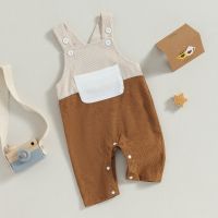 Newborn Baby Bib Overalls Pants Trousers Toddler Girls Boys Patchwork Sleeveless Square Neck Rompers Suspender Jumpsuits For Kid