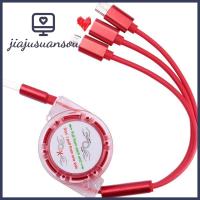 JIAJUSUANSOU หรูหรา อเนกประสงค์ หลากสี สาย USB 3 in 1 สายชาร์จเร็ว สากล หดได้