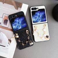 เคสโทรศัพท์กากเพชร CSCR สำหรับ Samsung Galaxy Z Z Flip 5พร้อมห่วงขาตั้งเคสสำหรับ Galaxy พลิก5ห่วงโซ่ที่ยึดมือ5เคสโน้ตบุ๊คหลากสี